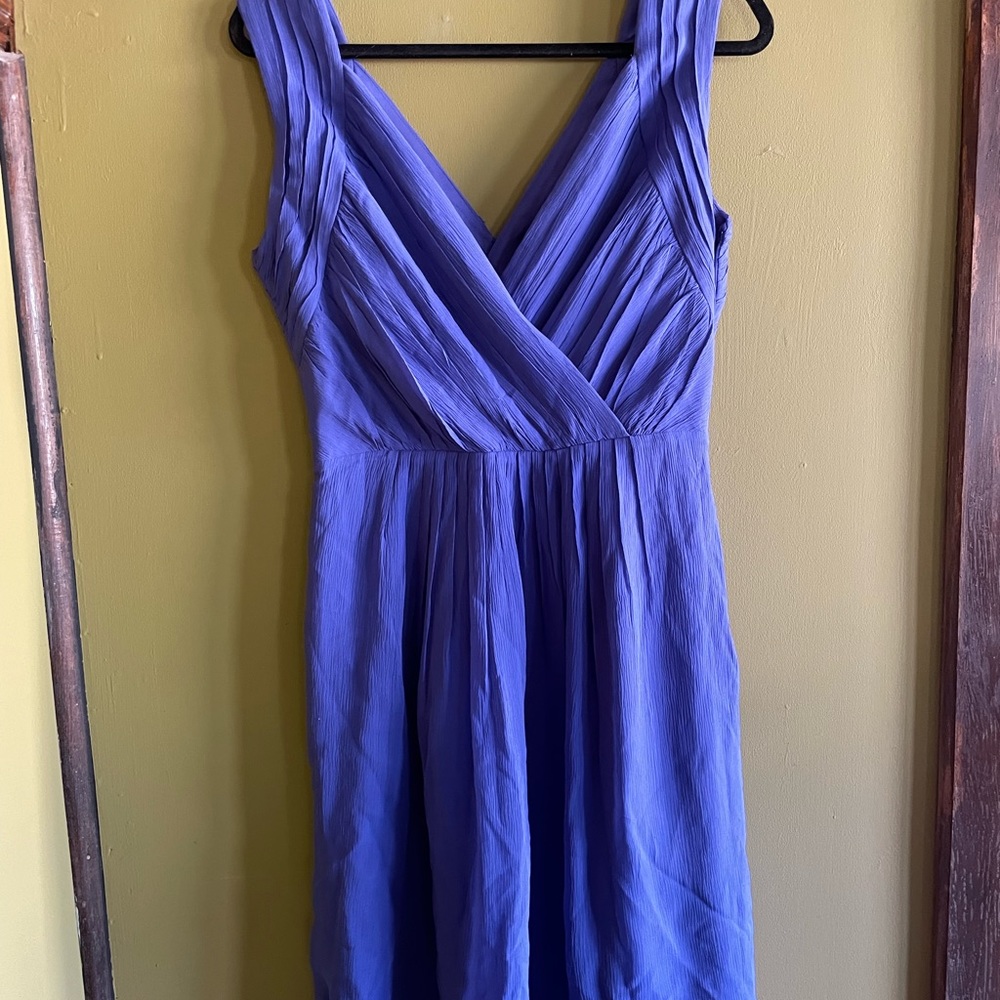 Periwinkle, blue violet Banana Republic sleeveless dress size 10. Snag on back.